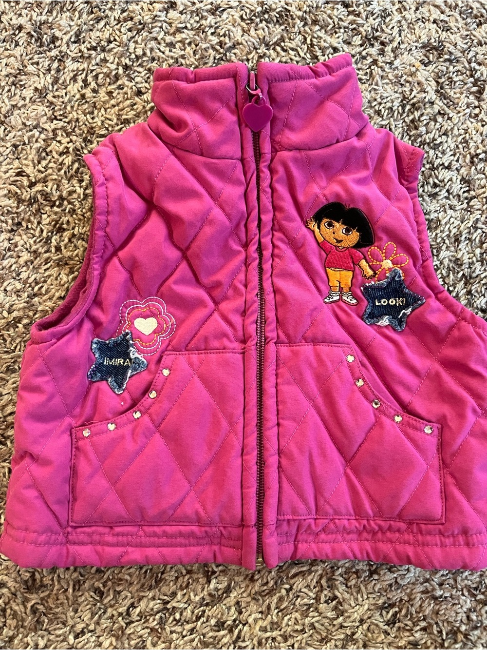 VTG Dora the Explorer Y2K Nick Jr. Pink Quilted Vest 2003